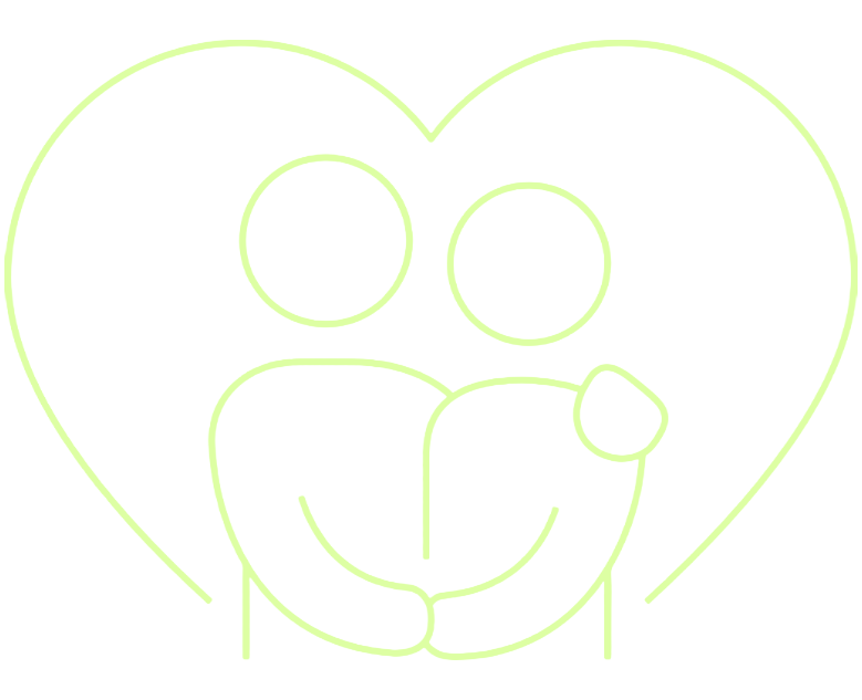 thin-line-memory-care-icon Thin line illustration of two figures hugging and a heart around them